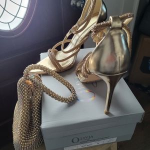 Gold shoes bag sold